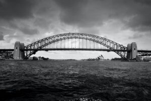 Black And White Image Of The Sydney Harbour Bridge
