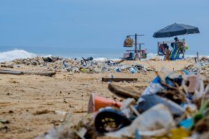 Beach full of plastics 